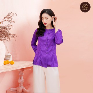 Áo bà ba truyền thống đẹp cổ tròn tay lỡ vải gấm hoa cao cấp mềm mại mát không nhăn