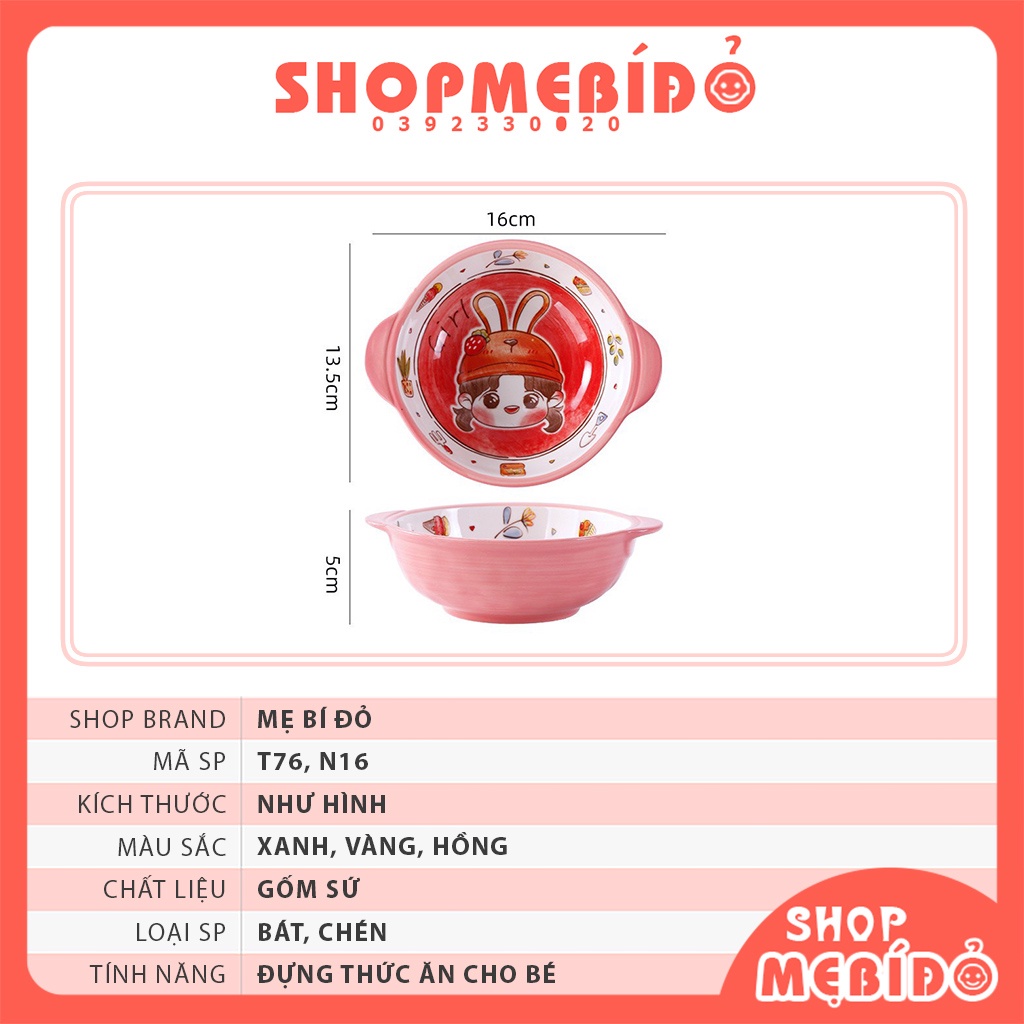 Bát Ăn Dặm Gốm Sứ Bát Ăn Cơm Bé Trai Bé Gái Decor Dễ Thương Cho Bé Shop Mẹ Bí Đỏ T76