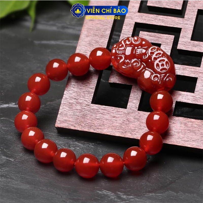 Vòng tay đá phong thủy Tỳ Hưu dây vải đỏ chất liệu đá tự nhiên thời trang nữ phụ kiện trang sức Viễn Chí Bảo V000