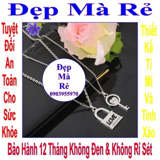 Dây chuyền cặp ổ khóa và chìa khóa tình yêu khắc LOVE Forever - Giá bán trên = 2 sợi như hình