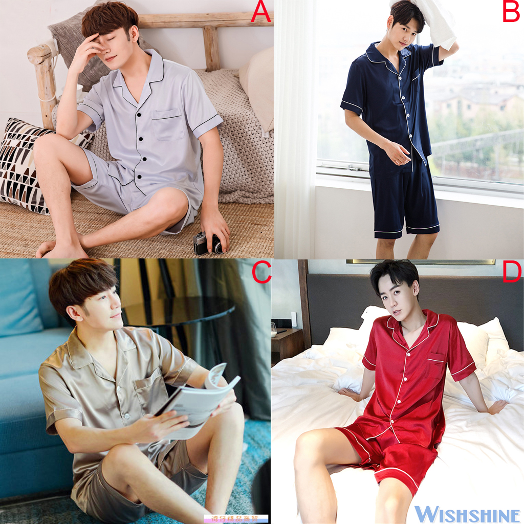 Set đồ ngủ vải lụa satin thời trang dành cho nam