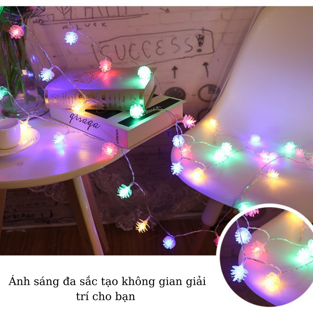 Dây đèn led đèn trang trí hình quả thông nhỏ xinh chạy bằng Usb decor phòng ngủ