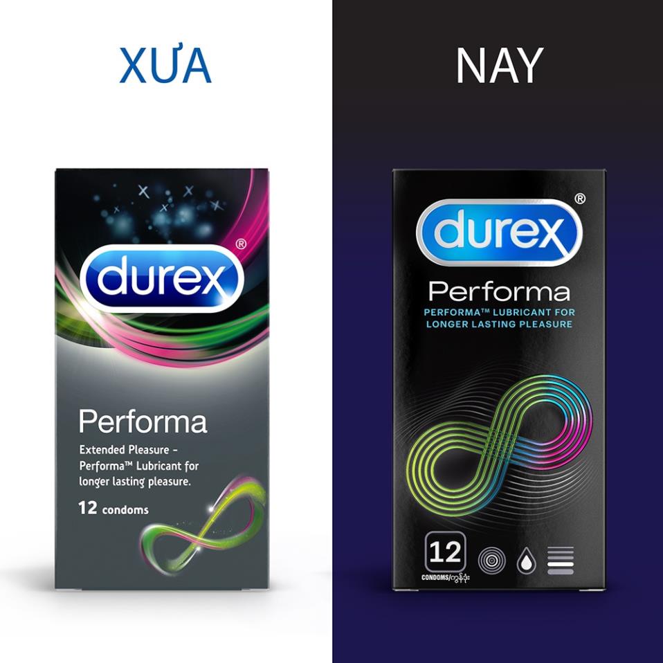 Bộ 4 hộp bao cao su Durex Performa và Durex Fetherlite (12 bao/hộp)