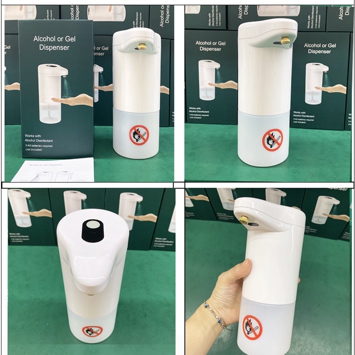 Máy phun cồn khử trùng diệt khuẩn cảm ứng tự động, dung tích 500ml, dùng pin, thích hợp với gel và dung dịch sát khuẩn