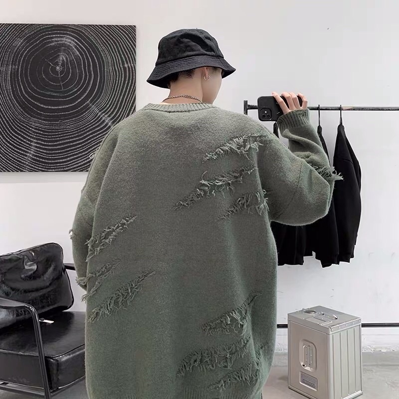 Áo len unisex hoạ tiết rách