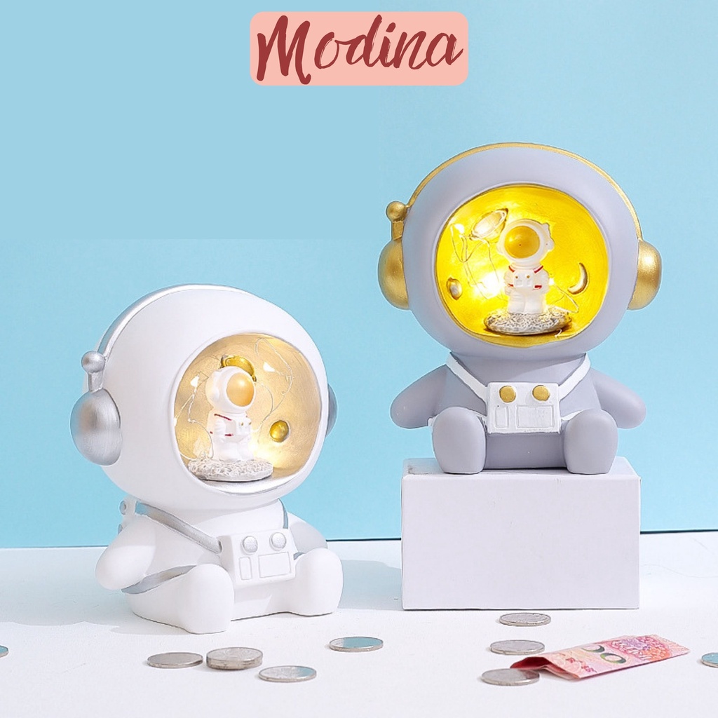 Đèn ngủ phi hành gia MODINA dạng ngồi, đèn led trang trí kèm làm ống tiết kiệm tiền