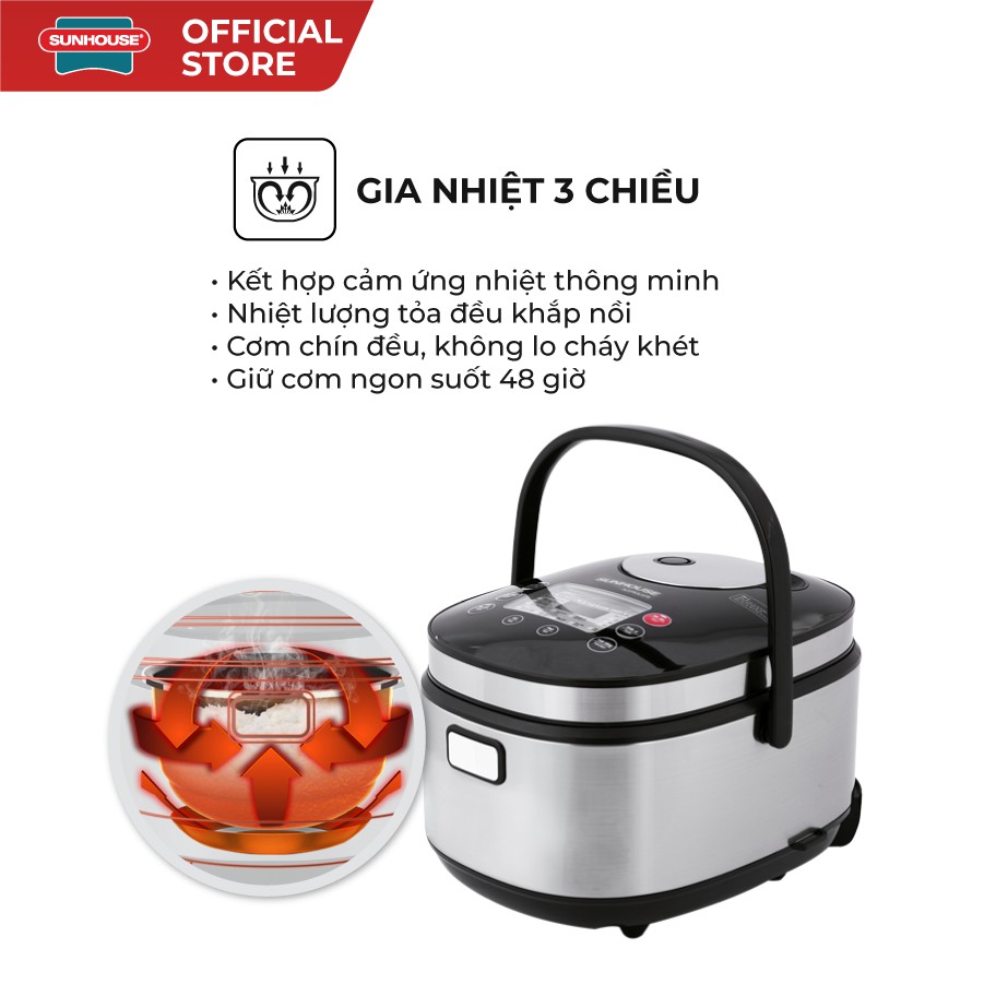 Nồi Cơm Điện Tử SUNHOUSE 1.8L MAMA SHD8903 8 Chế Độ Nấu Công Suất 860W