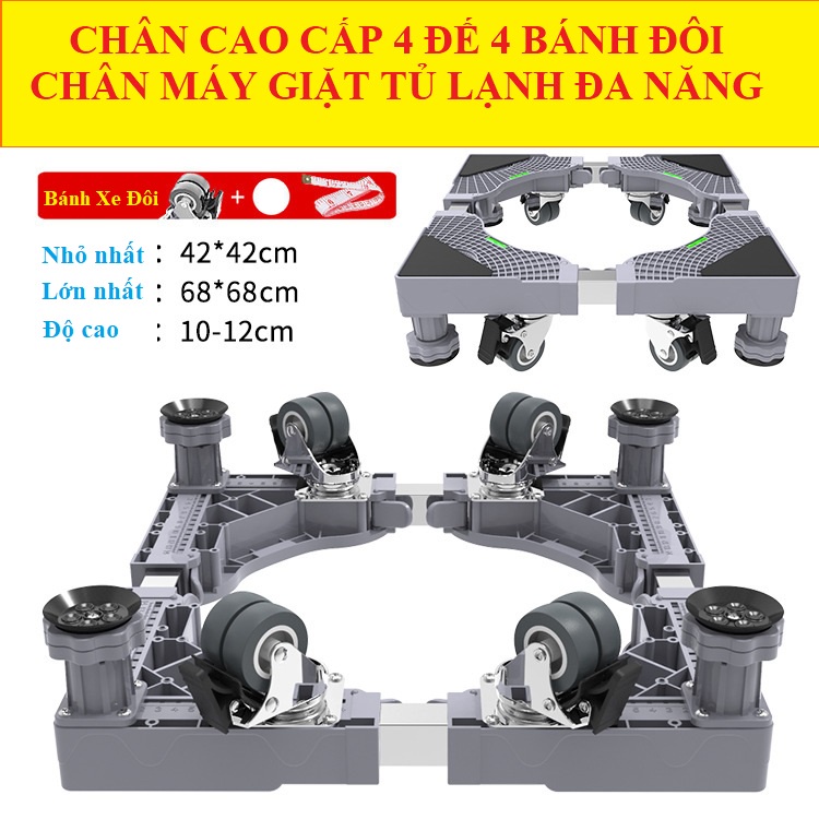 Chân Máy Giặt Tủ Lạnh Cao Cấp Bánh Xe [INOX-304] Đa Năng Kích Thước Từ 40-95cm cho Tất Cả Các Loại Máy Bảo Hành 12 Tháng