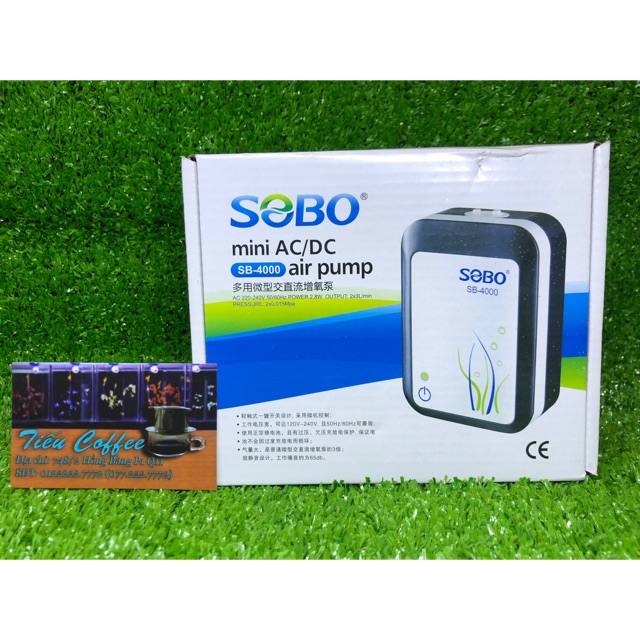 Máy sủi Oxy hồ cá tích điện, dùng pin sạc SB-4000 | Tiếu Guppy