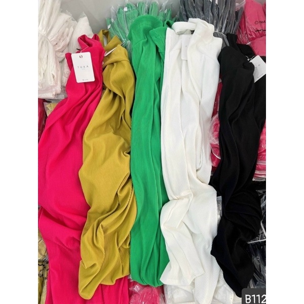 Đầm ôm body hai dây thun gân dáng dài nhiều màu