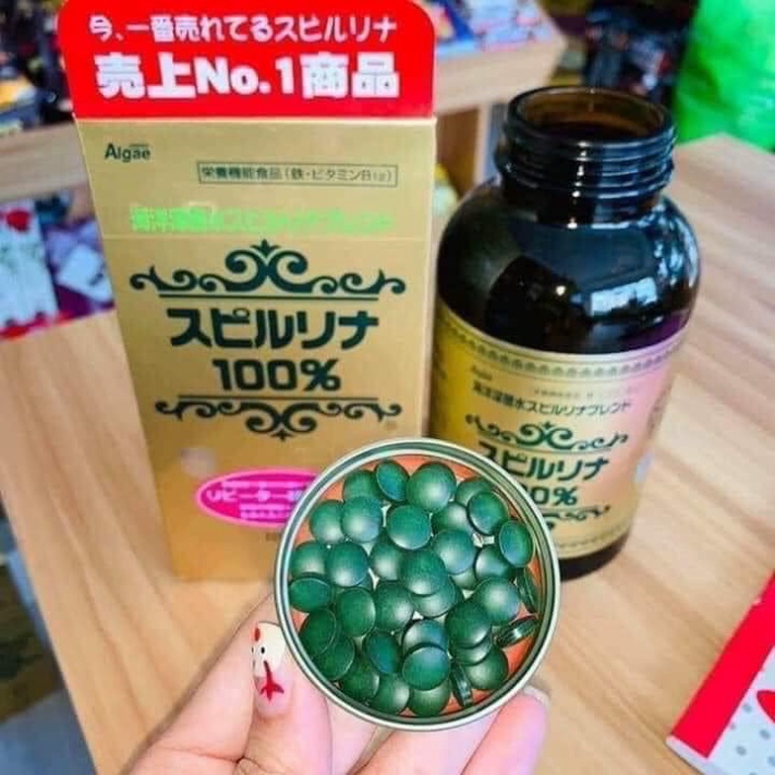 Tảo xoắn tem đỏ Nhật Bản, viên tảo xoắn Spirulina hộp 2200 viên [Date 2024]