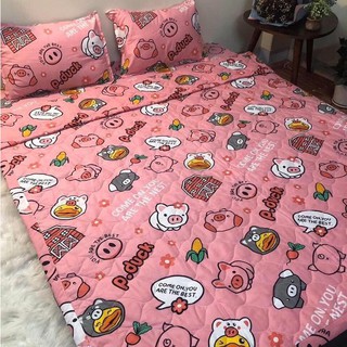 Combo 3 Món Ga Gối Hè Thu Chất Cotton Poly cho gia đình mẫu LỢN HỒNG
