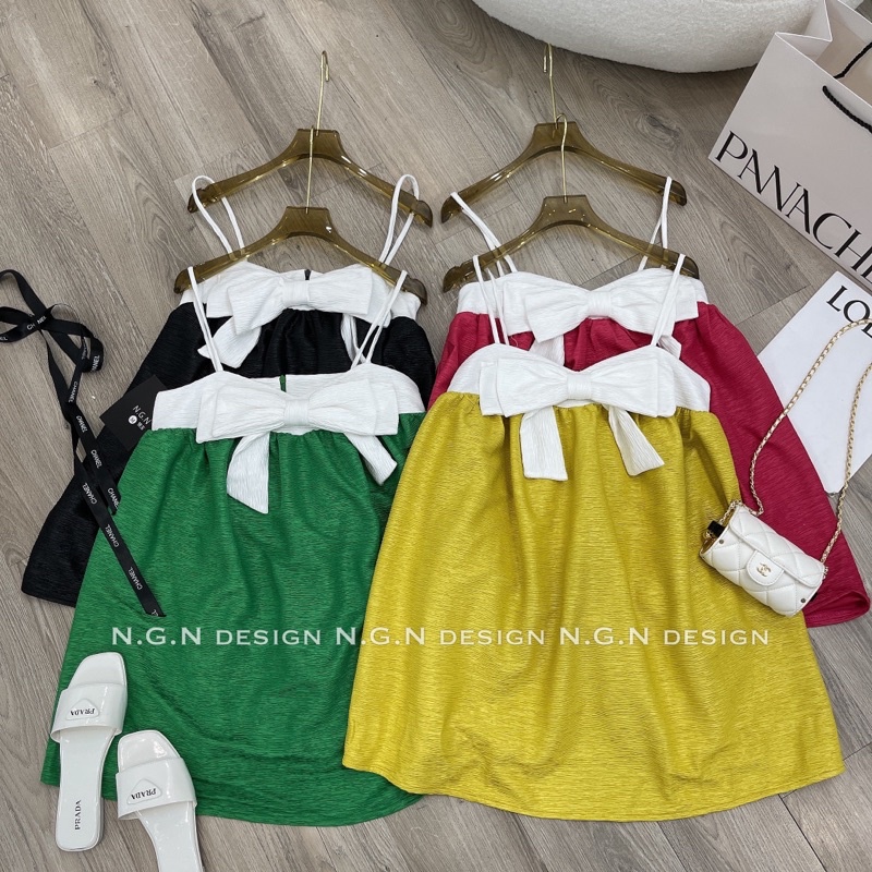 Váy 2 dây gấm nơ