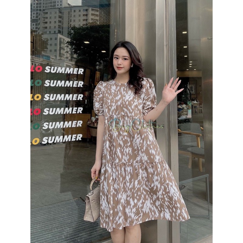 Váy đầm bigsize thiết kế chất lụa hàn hoạ tiết sơn lá liễu đẹp sang chảnh từ 45kg đến 75kg | BigBuy360 - bigbuy360.vn