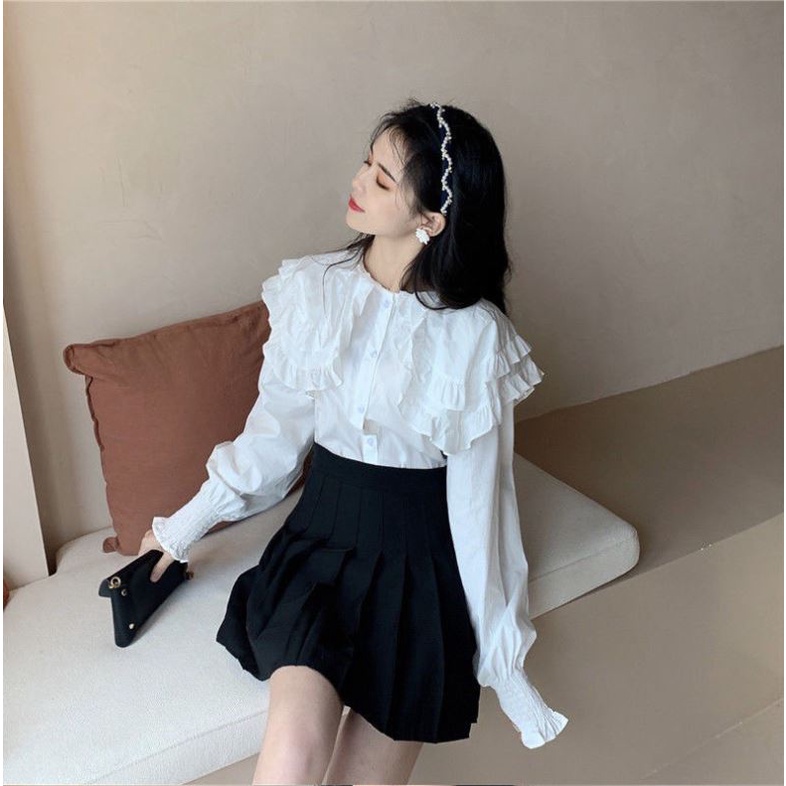 Áo Sơ mi Cổ Bèo Tay Phồng Tiểu Thư Tay Bo Chun
