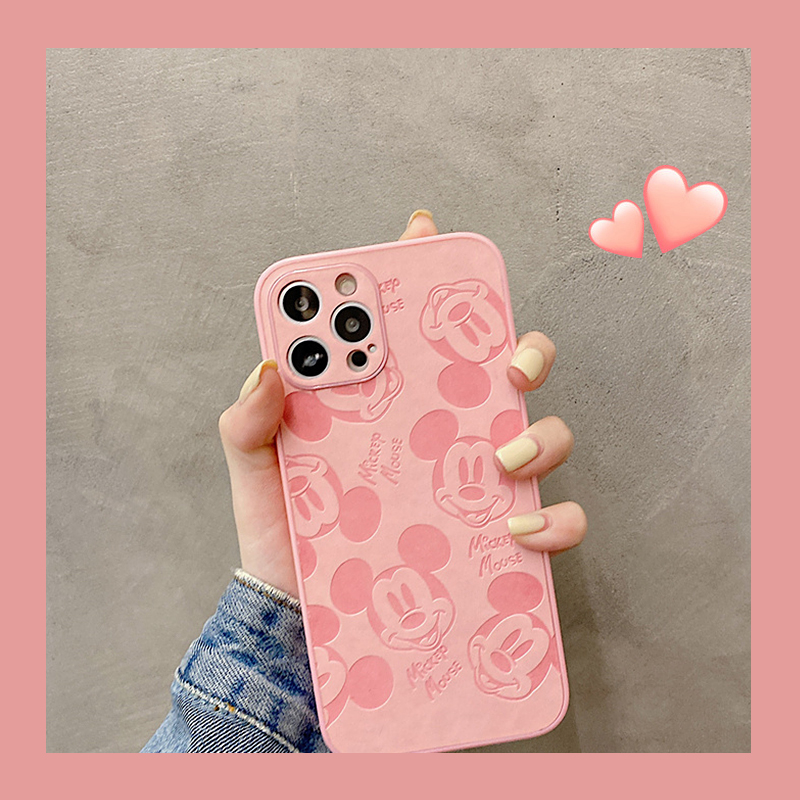 Ốp điện thoại da mềm viền TPU họa tiết Mickey 3D Iphone14 Pro  Max 13Pro Max  12 Pro Max Se 2020 11 Pro Max 6s 6 7 8 Plus X Xr Xs Max