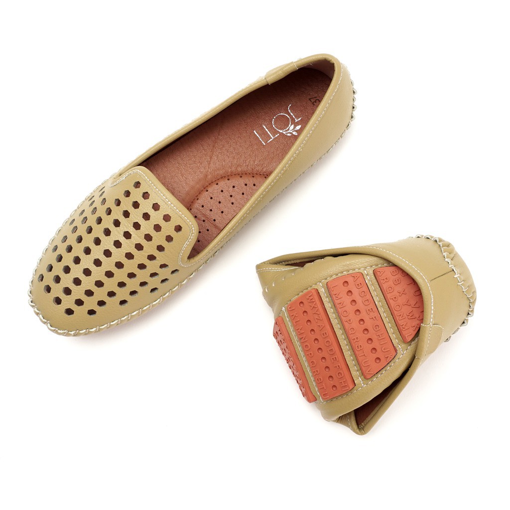 Giày Lười Nữ JOTI Aline Moccasins 3218AU0 - Mũi Tròn Bít Gót Đế Thấp Cao Bệt Da Microfiber - Mang Du Lịch Dạo Phố