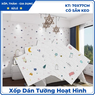 XỐP DÁN TƯỜNG HOẠT HÌNH 3D, HỌA TIẾT TRẺ EM 👍GIÁ HỦY DIỆT👍 Loại 1, Kích thước 70x77cm, Keo siêu bám dính