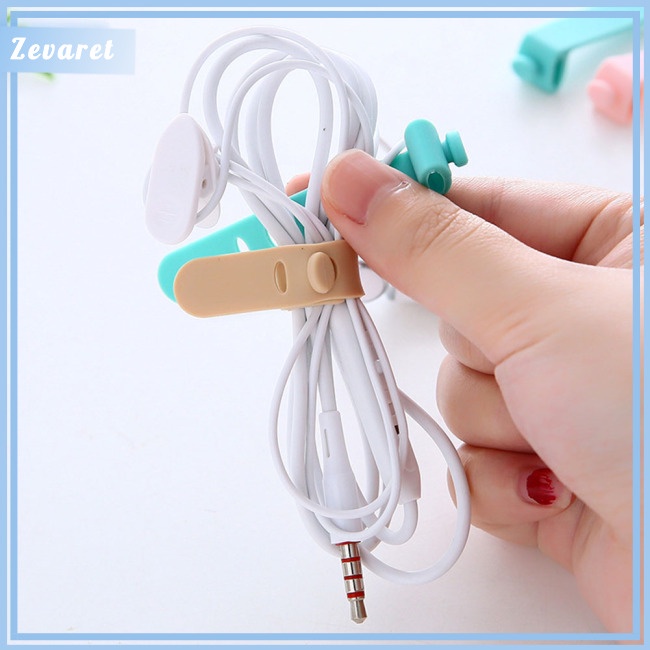 Set 4 Dây Buộc Cáp Sạc Tai Nghe Bằng Silicon Mềm Tự Khóa Chống Thất Lạc Có Thể Tái Sử Dụng