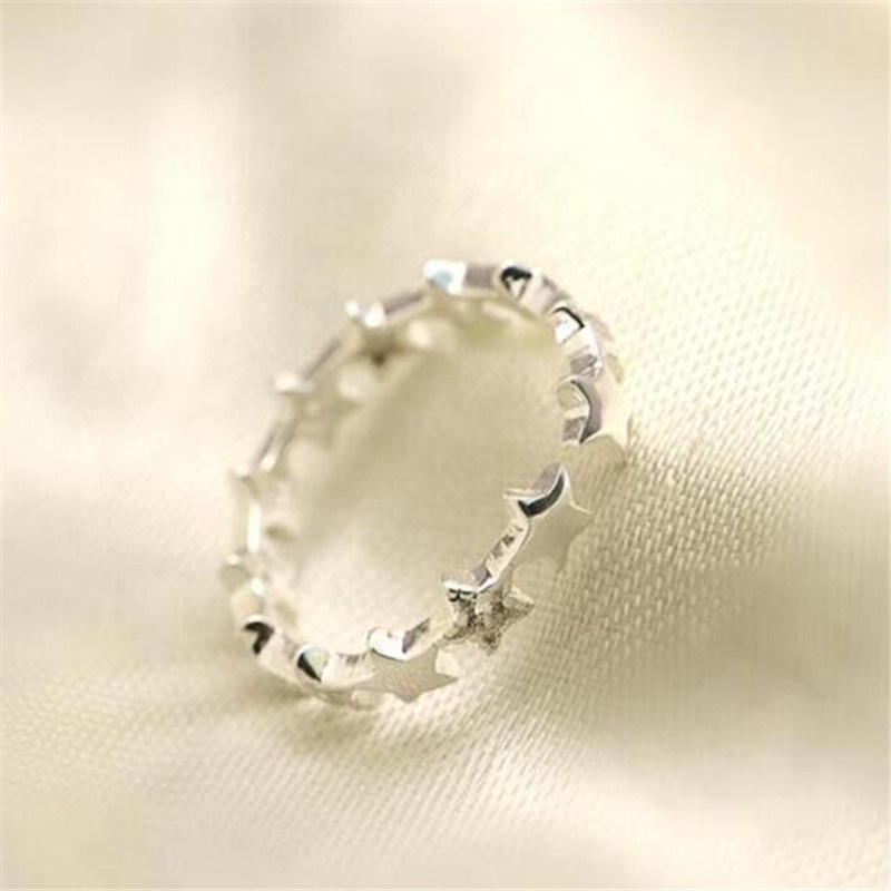 Nhẫn Hở Mạ Bạc 925 Hình Ngôi Sao Đính Đá Thời Trang R108
