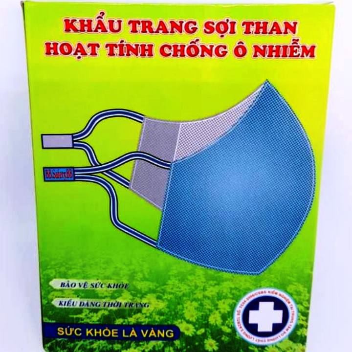 1 CÁI KHẨU TRANG VẢI THAN HOẠT TÍNH 3 LỚP HÀNG VIỆT NAM CHỐNG ĐỘC, BỤI MỊN, VI KHUẨN RẤT TỐT NHA