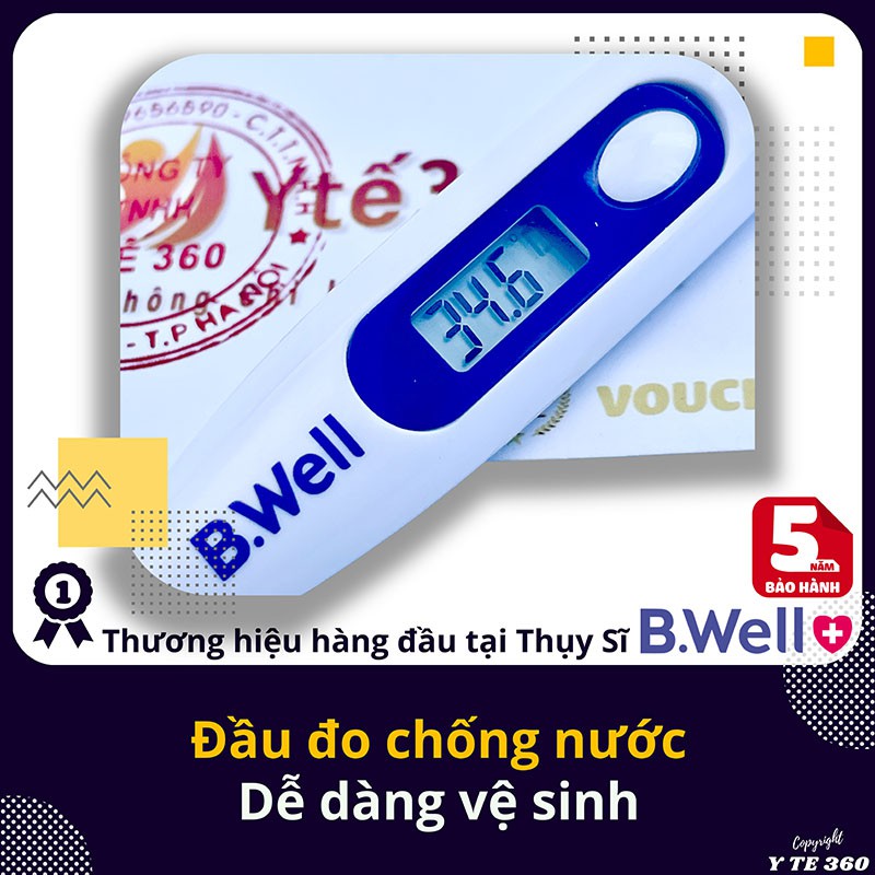 Nhiệt kế điện tử đo độ ngậm miệng kẹp nách hậu môn cho bé b.well wt 03 - bwell y tế 360