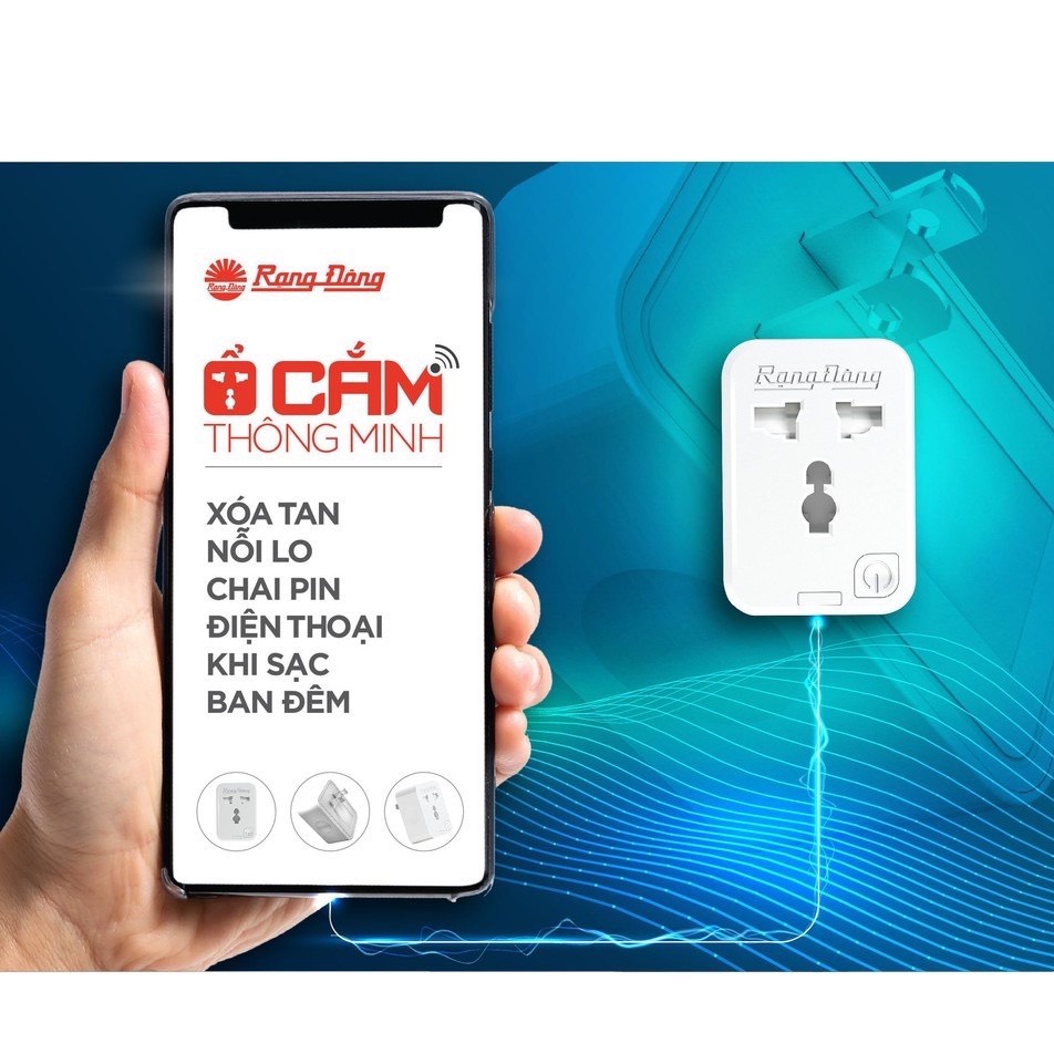 Ổ cắm thông minh wifi Rạng Đông 16A OC01WF điều khiển từ xa qua app , hẹn giờ thông minh
