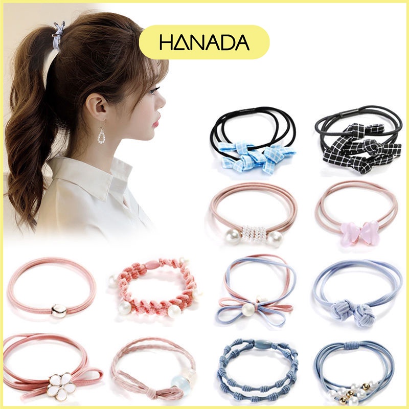 Hộp 12 Dây Cột Tóc Đủ Loại Co Dãn Cột Không Đau Có Kèm Hộp Hanada K15-T016