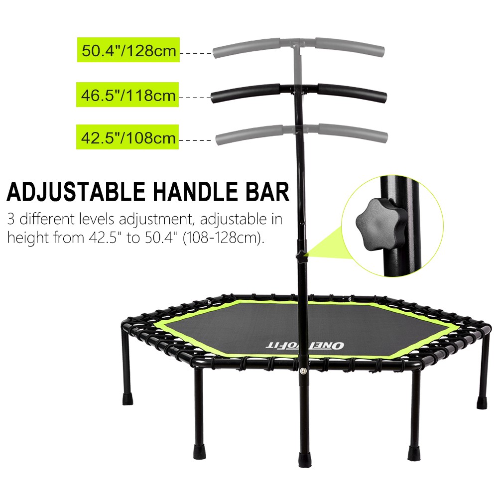 OneTwoFit Tấm bạt lò xo 48 inch Trampoline với Tay cầm có thể điều chỉnh sàn nhún  OT064