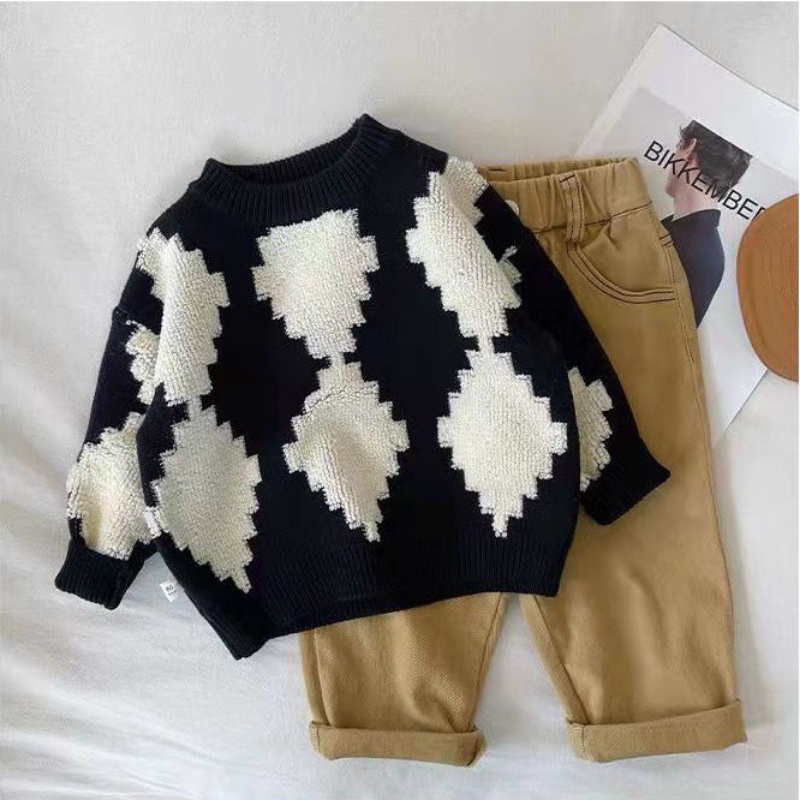 Áo Sweater Lót Nhung Dày Dặn Thời Trang Thu Đông Phong Cách Hàn Quốc Cho Bé