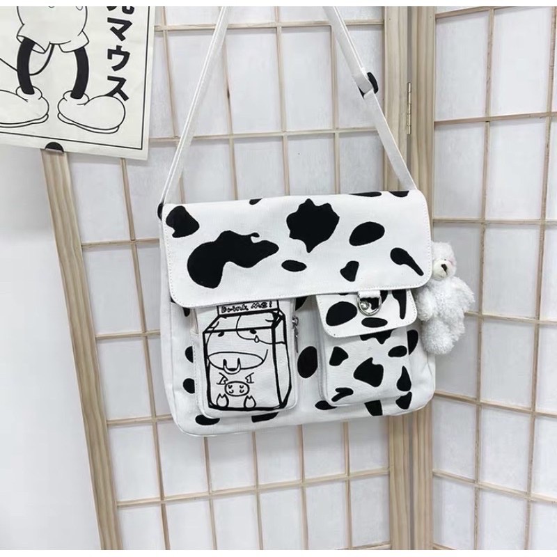 [Mã FAMAYWA2 giảm 10k đơn từ 50k] Túi Đeo Chéo Vải Bò Sữa Nắp