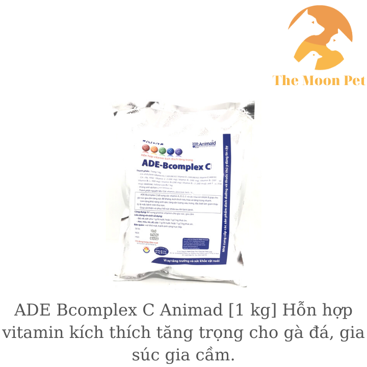 ADE Bcomplex C Animad [1 kg] Hỗn hợp vitamin k.ích thích tăng trọng cho gà đá, gia súc gia cầm.