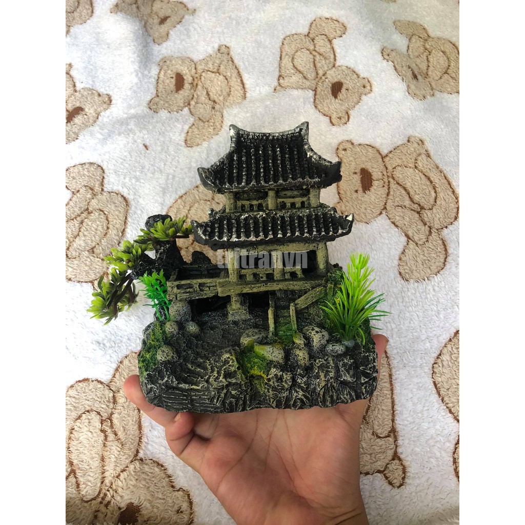 Mô hình nhà cổ trung quốc cây cảnh đẹp trang trí bể cá (ảnh thật)