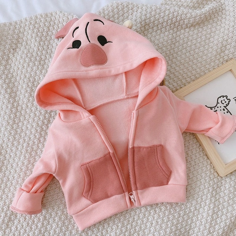 Áo khoác phối khóa kéo hình gấu Pooh đáng yêu cho bé