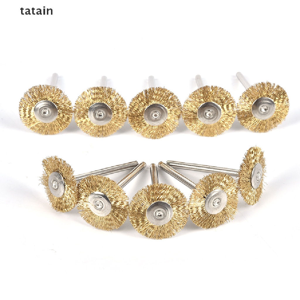 [TAT] 10 PCS 22mm Brass Wire Wheel Brush Fit Grinder Rotary Tools T-copper Wire Brushs CVX