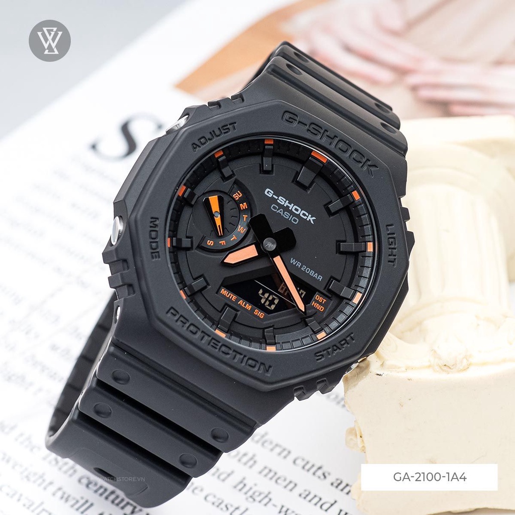 Đồng Hồ Điện Tử Nam Casio G-Shock WATCHSTORE GA-2100-1A4DR Thiết Kế Mặt Kính Khoáng Tròn 45.4mm, Vỏ Và Dây Nhựa Bền Bỉ