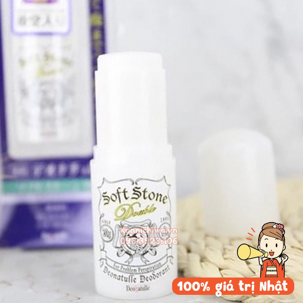 [Mẫu MỚI] Lăn nách đá khoáng SOFT STONE Deonatulle Crystal 20g | Sáp khử mùi Nhật Bản không mùi, giảm thâm vùng nách