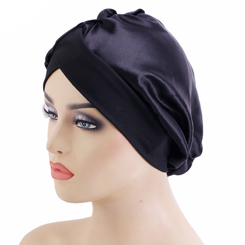Khăn Turban Thắt Nút Chéo Màu Trơn Phong Cách Bohemian