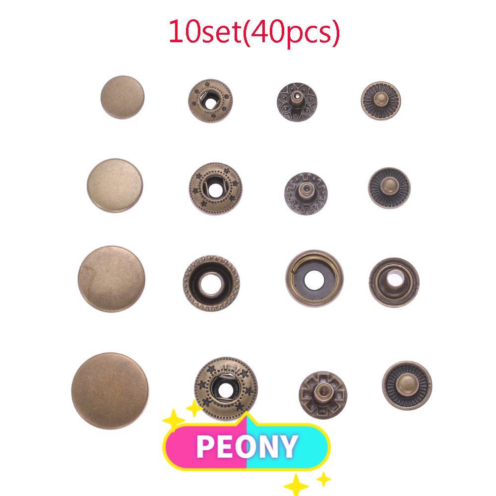 Set 10 Bộ 40 Nút Bấm Tròn Bằng Kim Loại Nhiều Màu Dùng Để May Quần Áo / Làm Đồ Thủ Công Diy