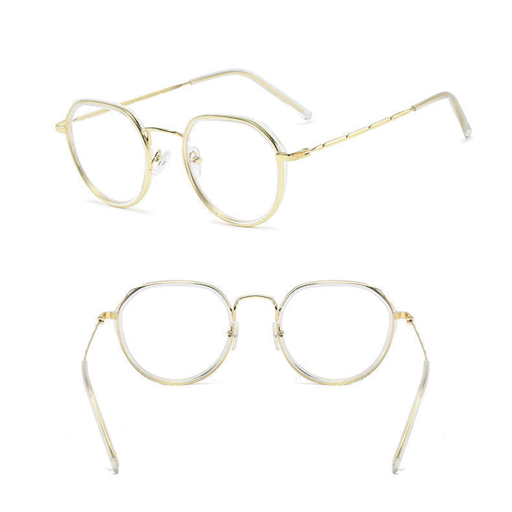 【sweet】woman fashion retro Anti-blue Light Glasses Metal Frame Flat Lens Glasses with Clip Ring