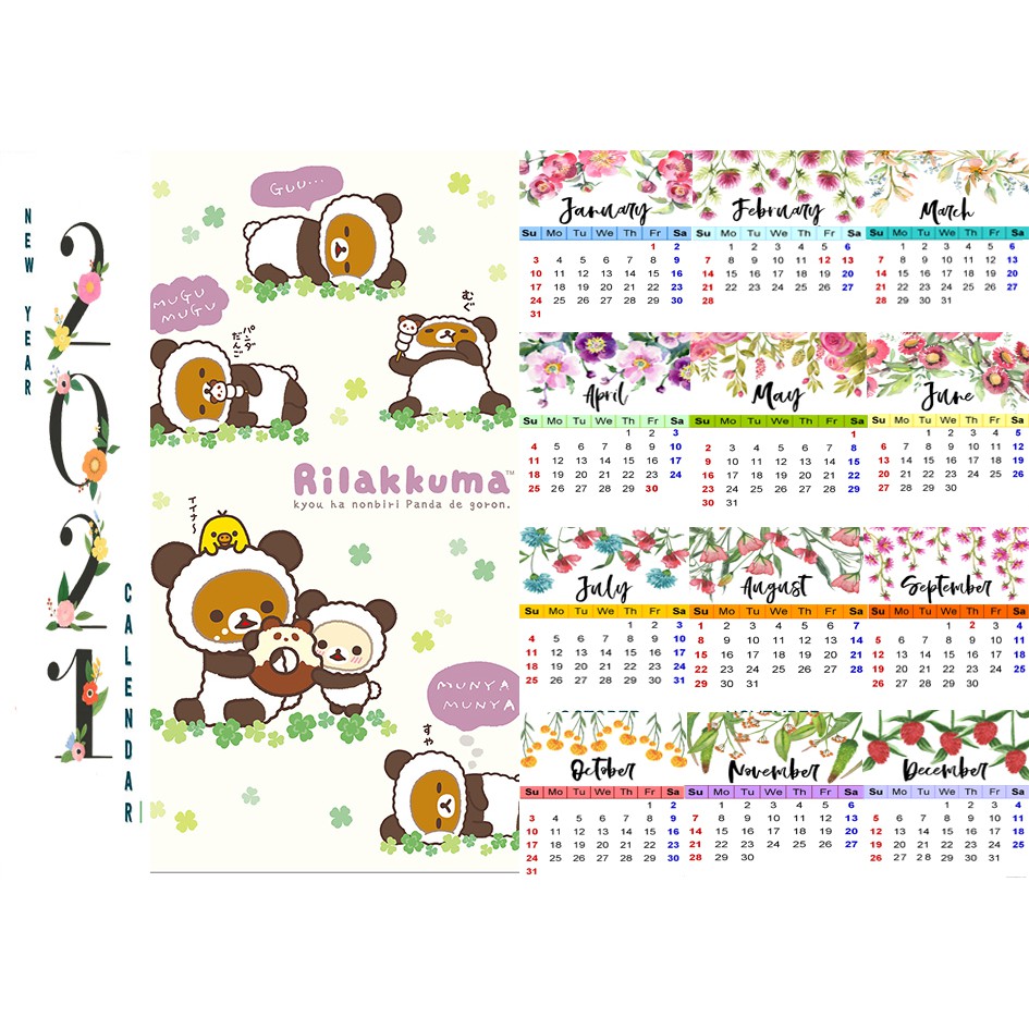 Lịch tường 2022 gấu rilakkuma LA11 size A3