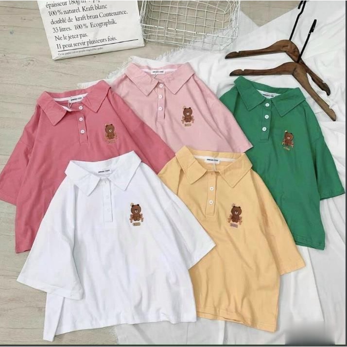 Áo Phông POLO Nữ Có Cổ Form Rộng In Hình Đôi Bạn Thân Nhỏ Cute Unisex Tay Lỡ Chất Thun Cotton Mềm Mát TTQ0021