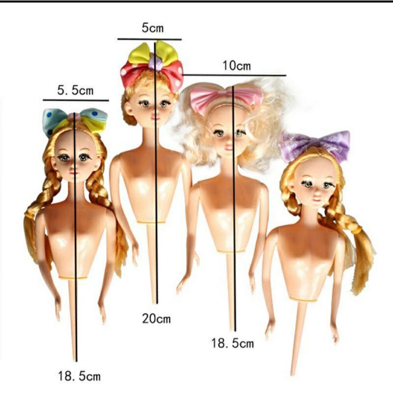 búp bê nhựa bán thân trang trí bánh kem cao 18cm
