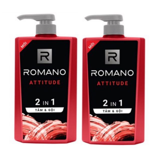 Combo 2 chai Tắm gội 2in1 Romano Attitude