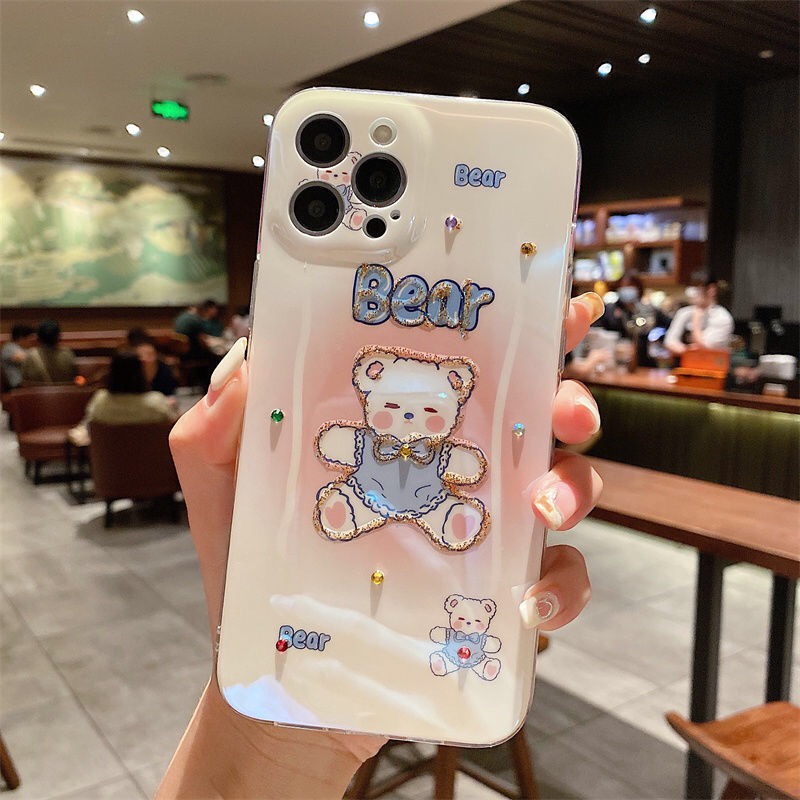 Ốp Điện Thoại Mềm Hình Gấu Phong Cách Hàn Quốc Cho iPhone 13 13 Pro Max 12 12Pro Max 11 X XS XR