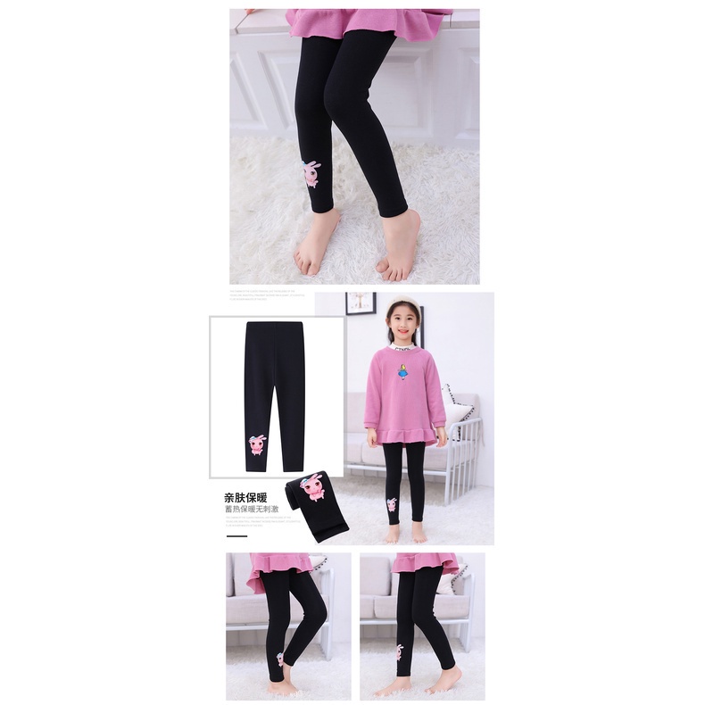 Quần legging vải cotton màu trơn in hoạt hình phong cách thu đông thời trang Hàn Quốc cho bé gái 85-155cm tùy chọn