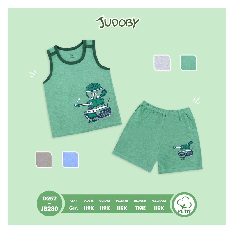 Bộ ba lỗ - sát nách bé trai Judoby chất petit - Dokma JB280