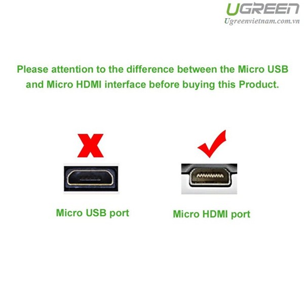 Cáp chuyển đổi micro HDMI to HDMI âm dài 20cm Ugreen 20134