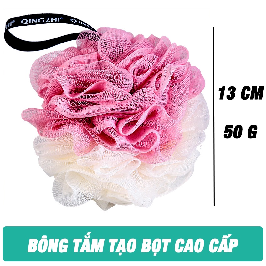 Bông Tắm Tạo Bọt , Bông Tắm Tròn Cao Cấp 2 MÀU LOẠI TO 50G – Đường Kính 13CM  – Mềm Mịn , Đàn Hồi , Thân Thiện Với Da