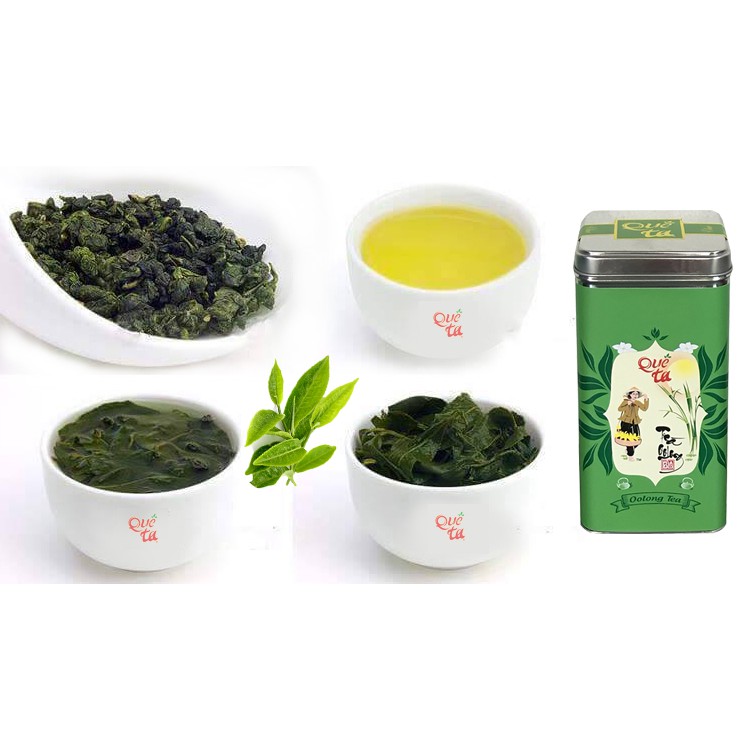 Trà ô long Quê Ta hộp giấy xanh 100g, trà ngon nguyên chất,  an toàn sứa khoẻ, uống trà oolong giúp giảm cân hiệu quả